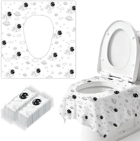 Toilet Seat Covers Disposable for Kids & Toddlers & Adult 20 Pcs | Extra Large, Individually Wrapped, Portable Package for Travel, Toddlers Potty Training in Public Restrooms, Space Theme