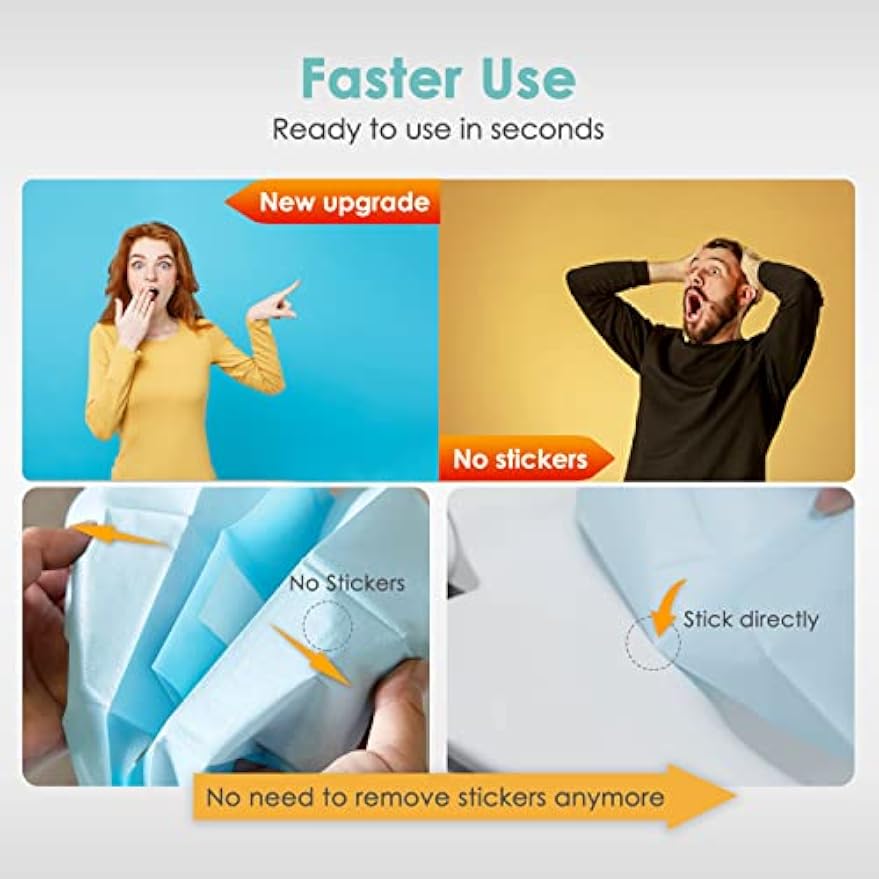 TRIPTIPS Toilet Seat Covers Disposable Travel Pack 60 count｜Faster use-Sticker free｜Waterproof｜XL Disposable Toilet Seat Cover for Adults and Kids, Individually for Public Restroom/Airplane (60pcs)
