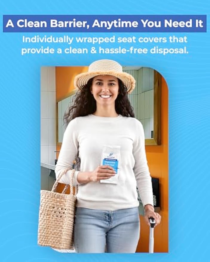 Disposable Toilet Seat Covers for Travel – Waterproof, Tear-Resistant XL Toilet Liners with 2 Layers of Protection – Individually Wrapped Travel Size Toiletries - 40 Count (4 Packs of 10)