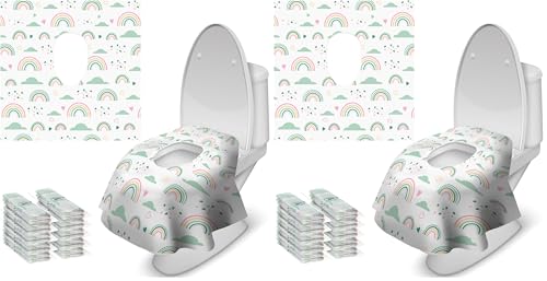 Blissful Diary 30 Pcs Toilet Seat Covers Disposable for Toddlers & Adults, Extra Large Waterproof, Portable Package for Travel, Kids Potty Training(Purple Flowers)