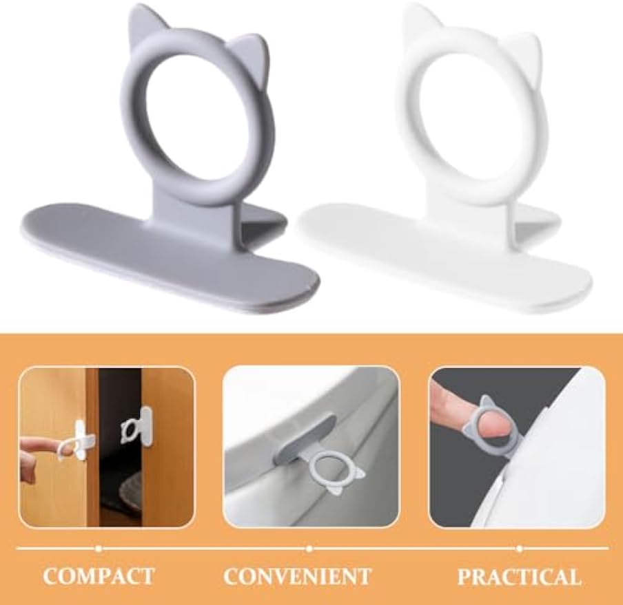 Luxshiny 4Pcs Toilet Lid Handle Adhesive Toilet Seat Lifter for Bathroom Hands-Free Lid Opening Touch Free Bathroom Accessory Easy Install Seat Lift Handle