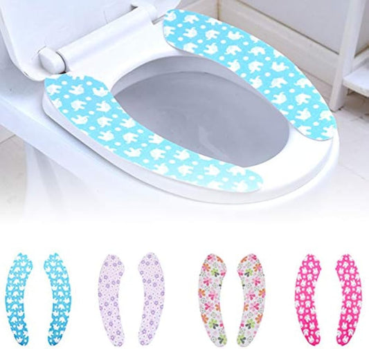 4 Pair Sticky Toilet Seat Lid Cover Pads Washable Toilet Warmer Mat Proector Liner for Bathroom Toilet Seat Cover Pads