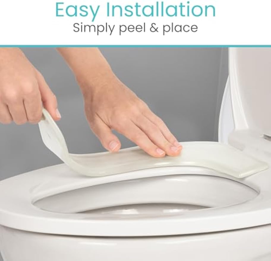 Vive Gel Toilet Seat Cushion Cover - Raised Padded Riser Cushion for Elongated, Standard, and Commode Chairs- Seat Warmer Pressure & Pain Relief Comfort- Adhesive Donut Pad for Elderly, Seniors