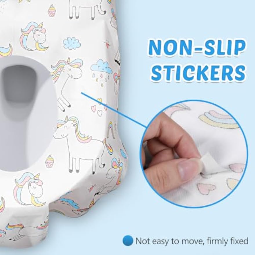 100 Pcs Toilet Seat Covers Disposable for Kids Toddler Extra Large Paper Potty Seat Cover Individually Wrapped Portable Toilet Training Liners for Travel Toilet Seat Covers Public Restrooms (Unicorn)