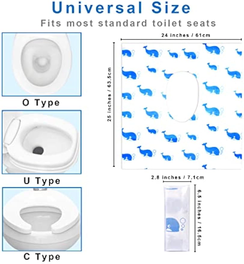 20 Pack Toilet Seat Covers Disposable, Extra Large Potty Training Liners | Individually Wrapped, w/ Non-Slip Adhesives, Non-Flushable, for Kids, Toddlers, Adults, Home, Restrooms, Travel - Blue