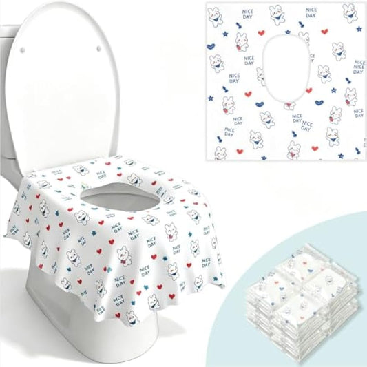 30 Pack Individually Wrapped XL Disposable Toilet Seat Covers | XL 23.62×25.59in Waterproof Toilet Seat Covers, Anti-Curl Non-Slip. Individually Wrapped for Travel & Home. Non-Flushable.