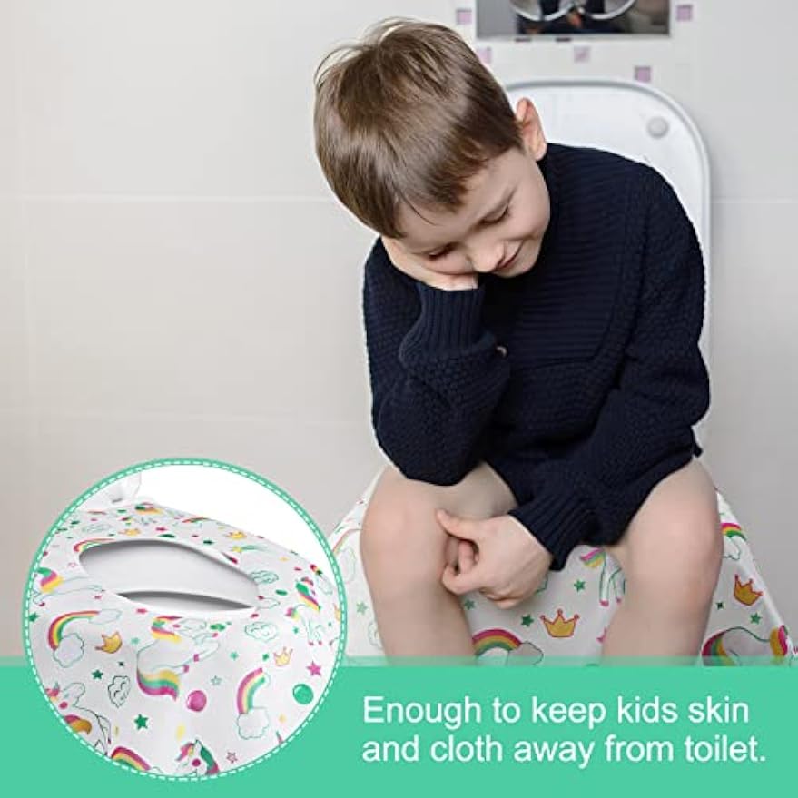 50 Packs Extra Large Disposable Toilet Seat Covers for Kids Adult, Unicorn | Individually Wrapped, Portable, Non Slip Waterproof, Potty Seat Covers for Toddlers, Potty Training, Travel