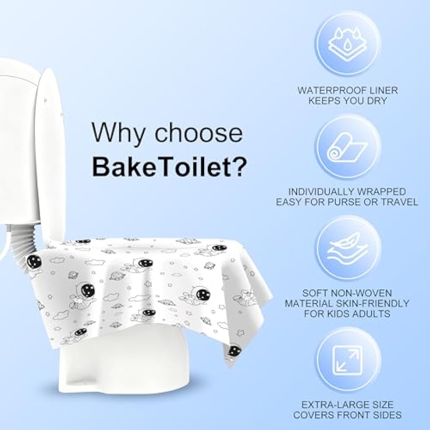 Toilet Seat Covers Disposable for Kids & Toddlers & Adult 20 Pcs | Extra Large, Individually Wrapped, Portable Package for Travel, Toddlers Potty Training in Public Restrooms, Space Theme