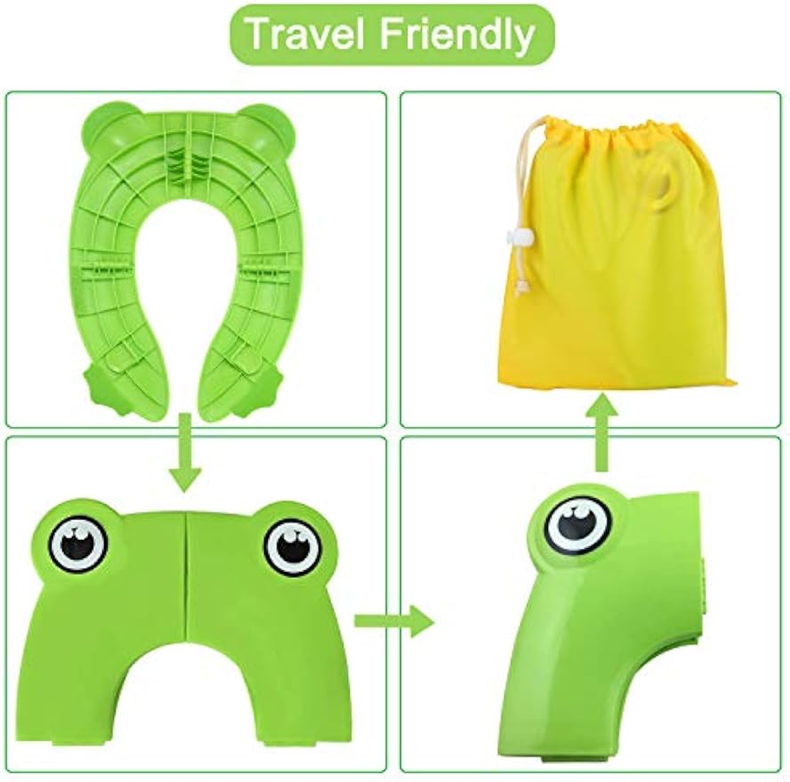 PandaEar Toilet Seat Cover | Folding Travel Toilet Seat for Children and Potty Training | Portable Silicone Toilet Seat for Toddlers, Boys & Girls with Non-Slip Silicone Pads
