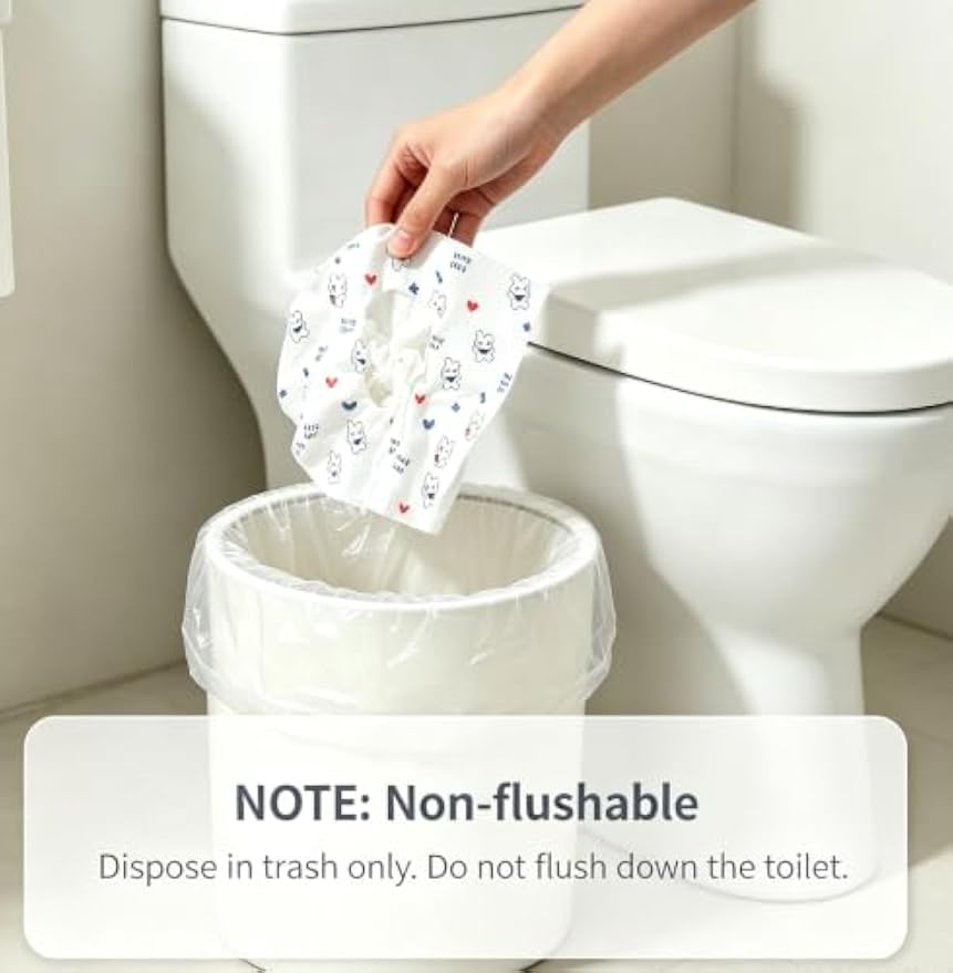 30 Pack Individually Wrapped XL Disposable Toilet Seat Covers | XL 23.62×25.59in Waterproof Toilet Seat Covers, Anti-Curl Non-Slip. Individually Wrapped for Travel & Home. Non-Flushable.