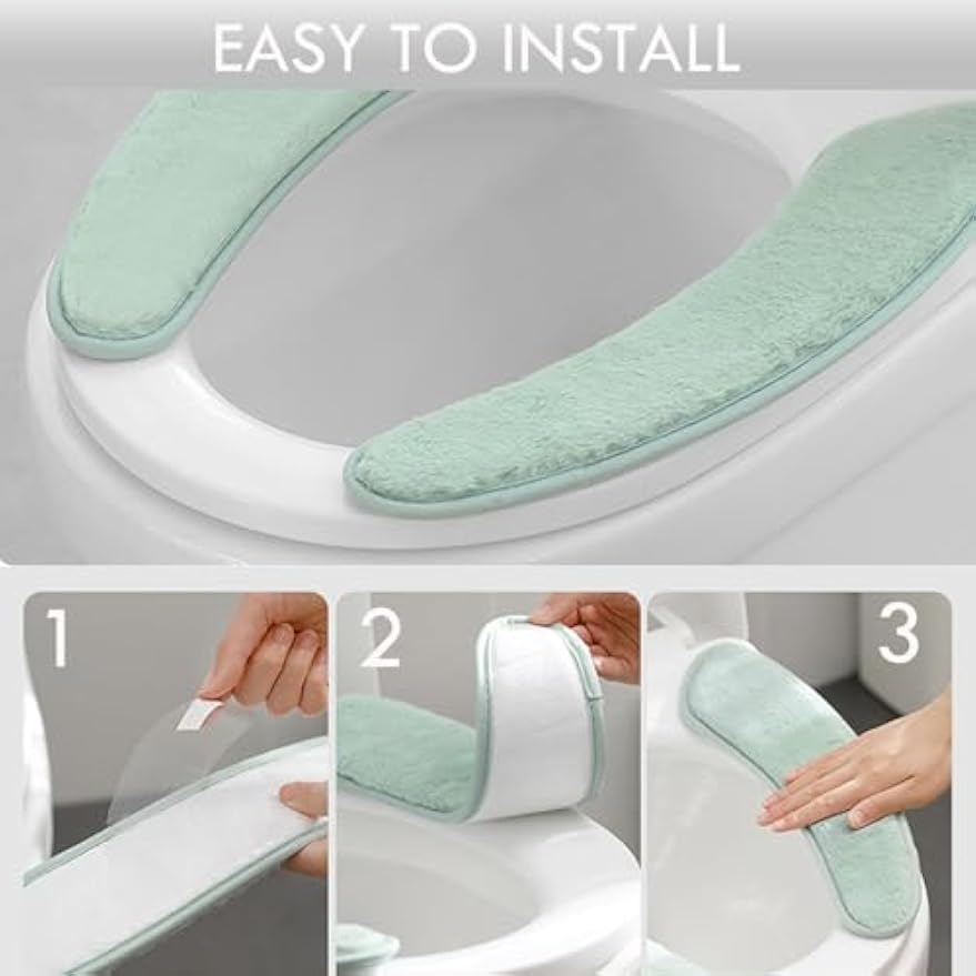 Thick and Warm Toilet Seat Cushion Cover - with Sticky Toilet Seat Cushion - Washable and Reusable Mat for Winter - Double Flap Separation, TPR Back Adhesive, Soft and Protective (Grey)