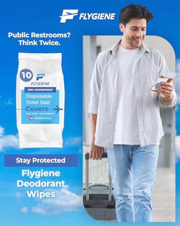 Disposable Toilet Seat Covers for Travel – Waterproof, Tear-Resistant XL Toilet Liners with 2 Layers of Protection – Individually Wrapped Travel Size Toiletries - 40 Count (4 Packs of 10)