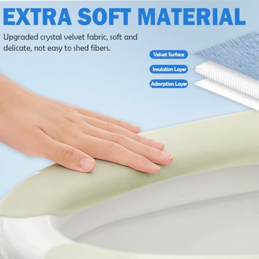 Thin and Warm Toilet Seat Cover Pad – Self-Adhesive, Adjustable and Cut-to-Fit, Comfortable and Easy to Clean, Perfect for Home Bathrooms (Grey)