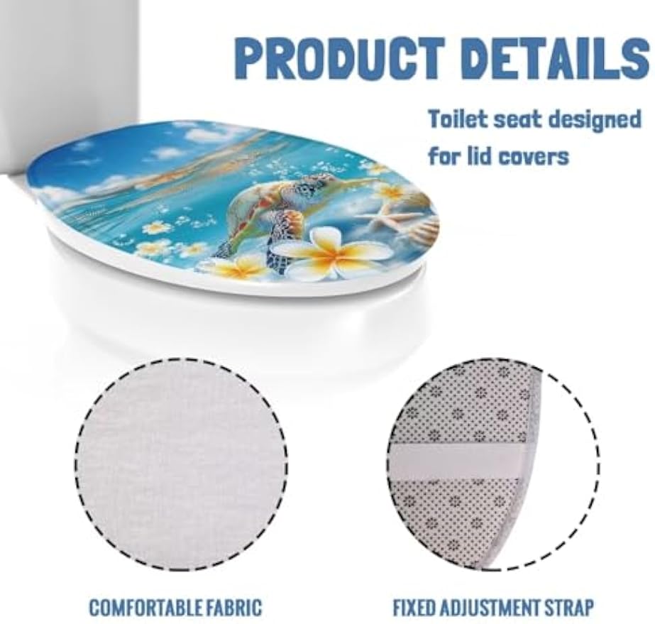chaqlin Sea Turtle Floral Print Toilet Seat Covers for Bathroom Easy to Clean Toilet Lid Cover Bathroom Decoration Accessories Seat Covers Fits Most Toilets
