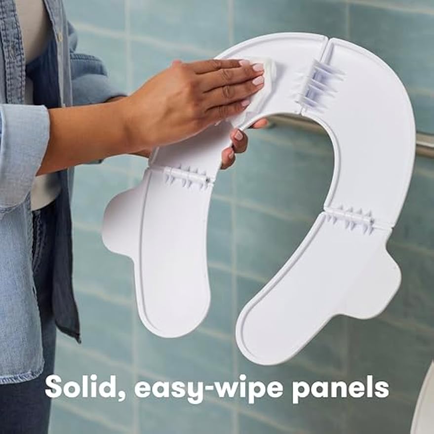 Frida Baby Fold-and-Go Portable Potty Seat for Toilet, Toddlers, Free Bag | Foldable Travel Potty Seat Fits Round & Oval Toilets, Non-Slip Base, Handles, Free Travel Bag