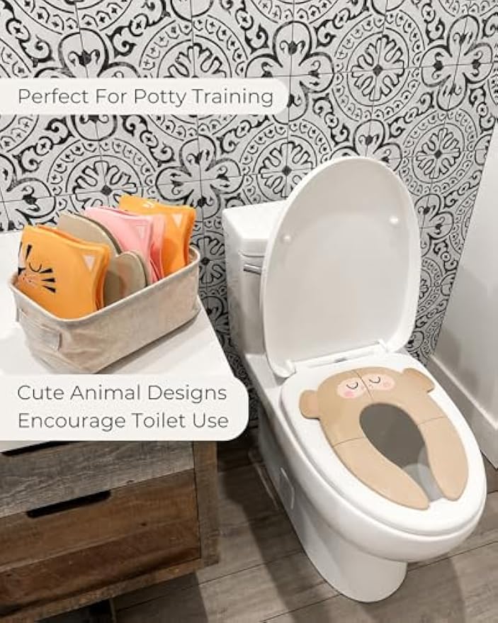 Hippypotamus Travel Potty Seat for Toddler - No-Pinch Folding Potty Training Seat - Non-Slip Silicone Grips - Includes Free Travel Bag (PINK Unicorn)