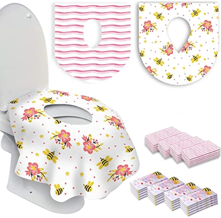 40 Extra Large Toilet Seat Covers Disposable for Kids-Toddler Toilet Seat Cover Liners for Potty Training-Individually Wrapped-Portable Waterproof AntiSlip-Toilet Covers Disposable for travel