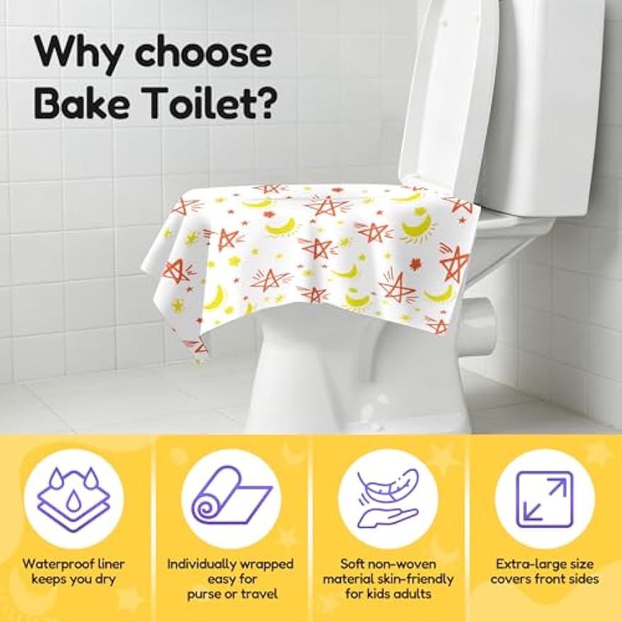 20 Pack Toilet Seat Covers for Kids Travel, Disposable | Extra Large, Waterproof, Individually Wrapped, Portable Travel Pack for Toddlers Potty Training, Public Restroom, Airplane