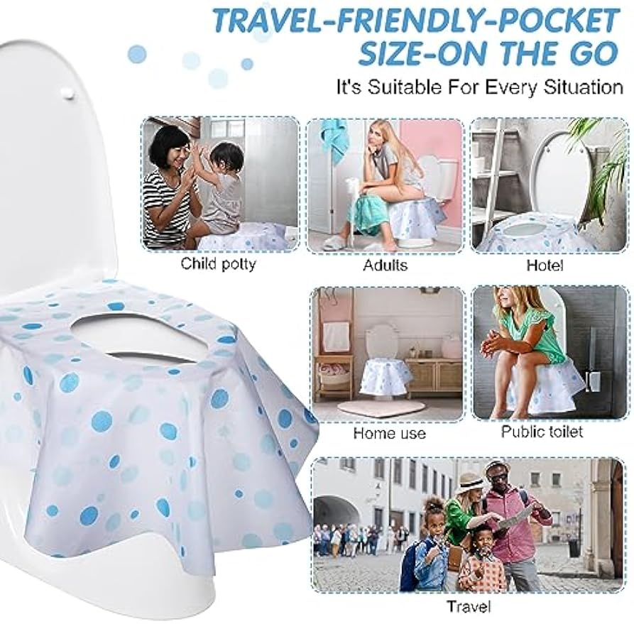 50 Packs Extra Large Disposable Toilet Seat Covers for Kids Adult, Dot | Individually Wrapped, Portable, Non Slip Waterproof, Potty Seat Covers for Toddlers, Potty Training, Travel