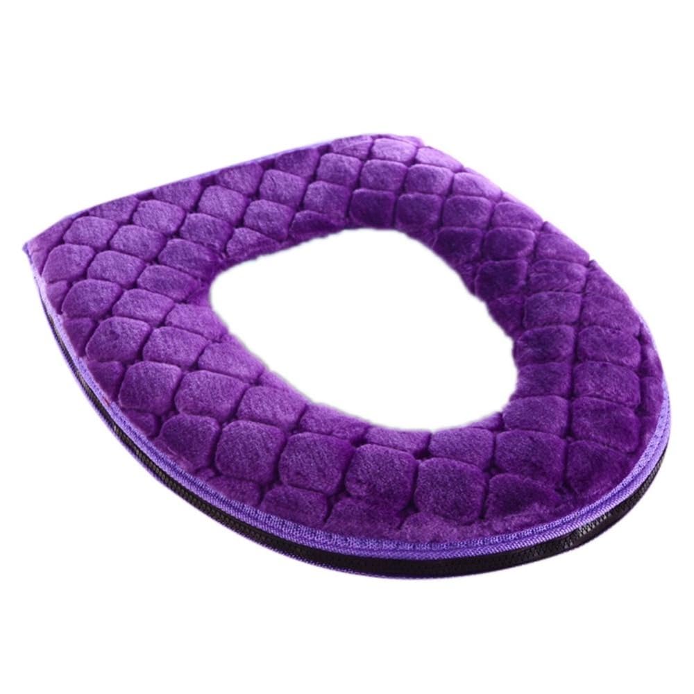 Soft Toilet Seat Cushion Washable and Comfortable Toilet Seat Cover Pads Reusable Thicker Warmer Cover Pads with Zipper (Grey)
