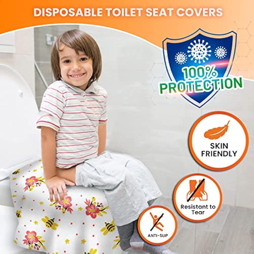 20 XL Toilet Seat Covers Disposable, Kids & Adults Travel Pack | Individually Wrapped, Waterproof, Potty Training, Toddler Liners, Travel Use