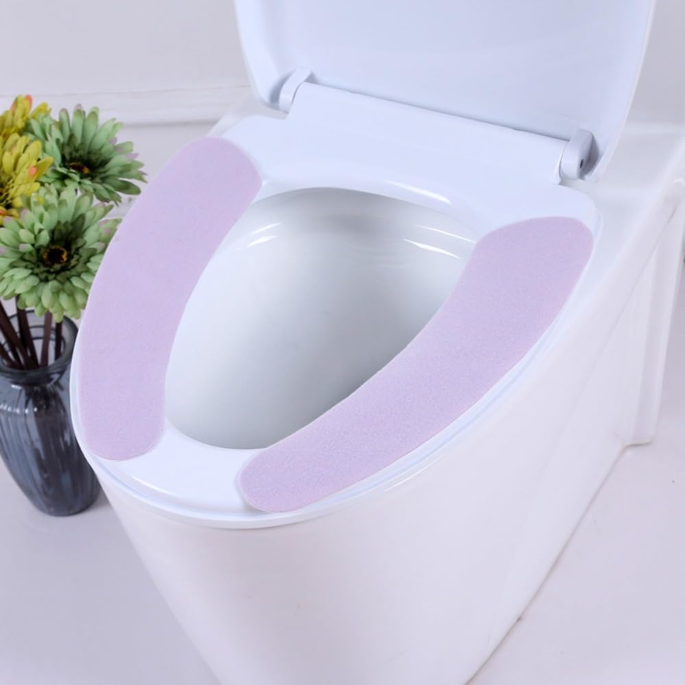 HomeSoGood 8 Set Bathroom Warmer Toilet Seat Cover Pads Washable and Reusable Cushion Toilet Seat Cushion Pad for Winter Bathroom Toilet(8 Pairs)