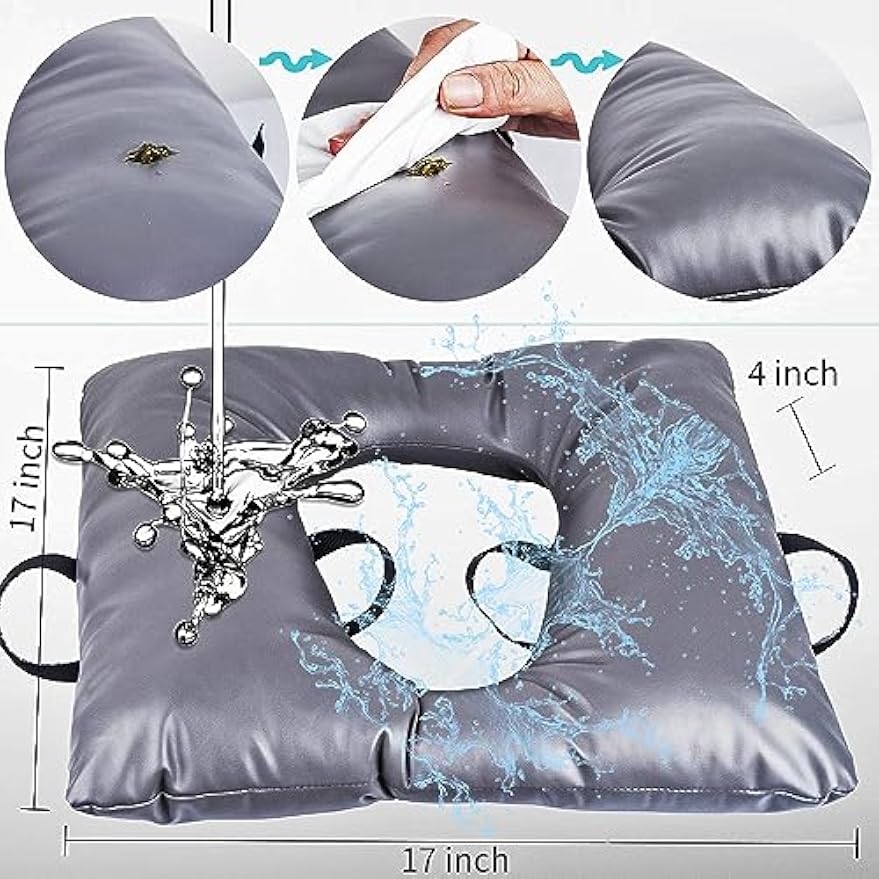 MINIVON Bedside Commode Cushion, Universal Fit, Commode Seat Cushion for Elderly, Soft Seat Pad Cover Toilet Seat, Padded Camping Toilet, Commode Chair Cushion 17" x 17" with Fixing Straps