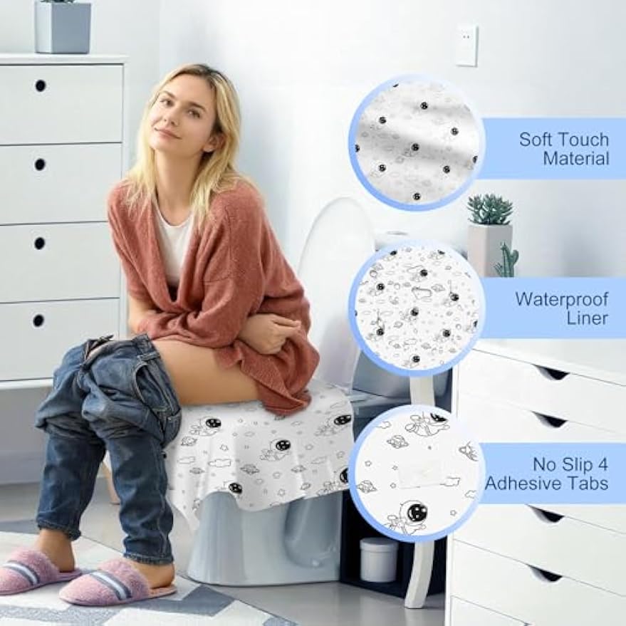 Toilet Seat Covers Disposable for Kids & Toddlers & Adult 20 Pcs | Extra Large, Individually Wrapped, Portable Package for Travel, Toddlers Potty Training in Public Restrooms, Space Theme