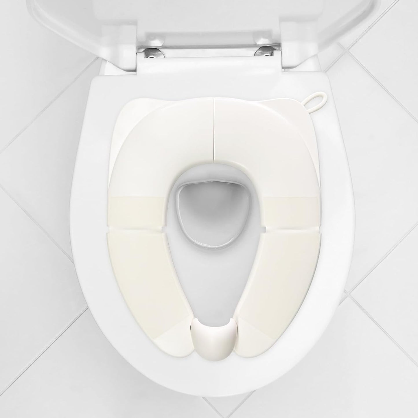Portable Children's Foldable Toilet Seat with Storage Bag, Training Urine Anti Slip Toilet Seat Cover with Splash Guard for Toddlers and Children-White