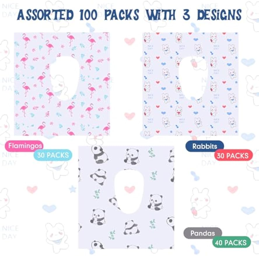 Dunzoom 100 Pack Disposable Toilet Seat Covers Waterproof for Campers & Adults, Individually Wrapped for Public Restroom, Travel, Airplane, Trip, Camping & Hiking