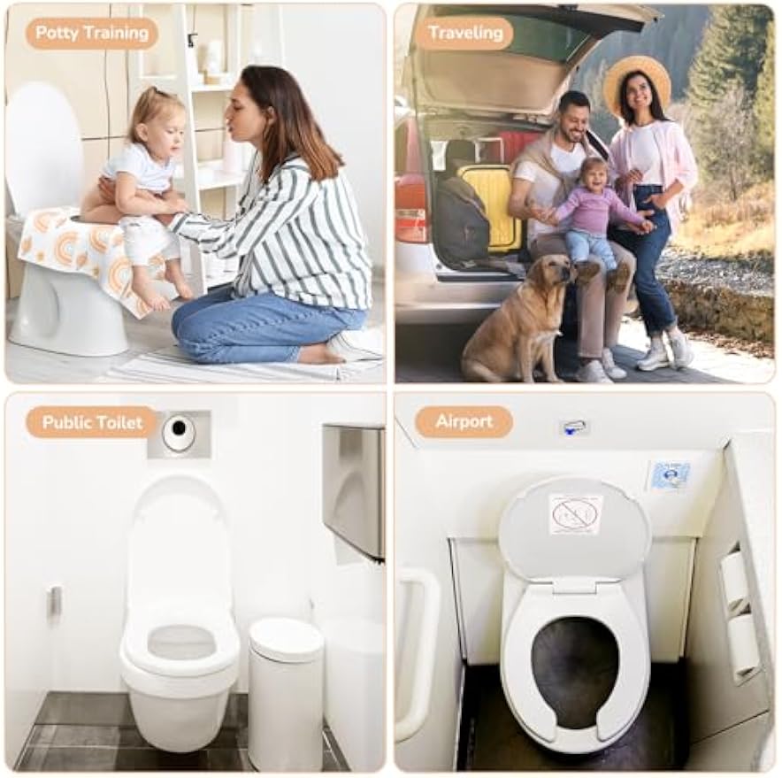 30 Pack Toilet Seat Covers Disposable, Individually Wrapped for Travel, Large Waterproof Potty Covers for Kids and Adults,Toddler Potty Training for Public Restroom, Airplane, Trip - Rainbow