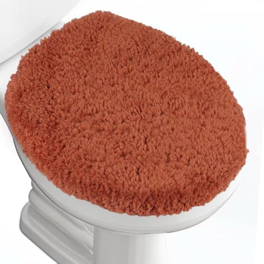 Soft Microfiber Toilet Seat Cover 17.5" x 15" Machine Washable | Solid Toilet Lid Cover Adjustable Rubber Backing Fits Most 16 -17.5" L x 14-16" W Round Oblong and Elongated Toilet Seat