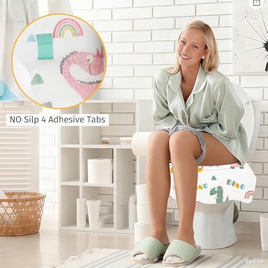 Dinosaur Toilet Seat Covers Disposable 100 Pack,Large Waterproof Potty Covers for Kids,Travel-Friendly Individual Packs,Perfect for Toddlers’ Potty Training in Public Restrooms
