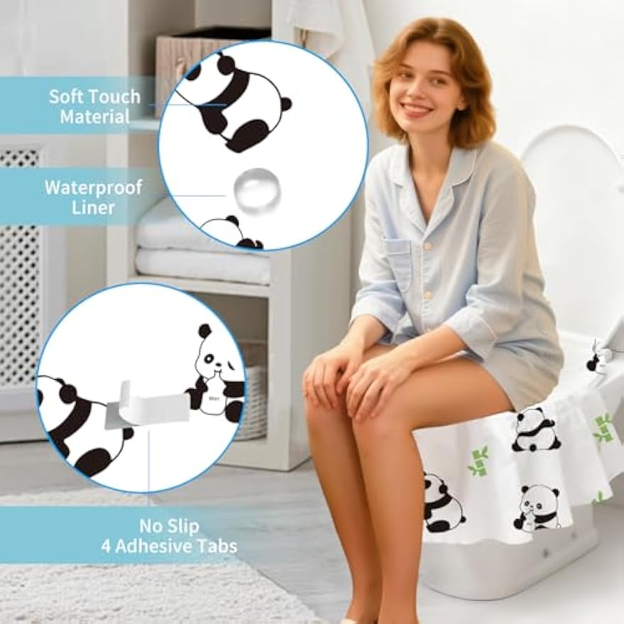 20 Pack Toilet Seat Covers Disposable, Waterproof, Ideal for Kids and Adults, Extra Large, Individually Wrapped, Toddlers Potty Training in Public Restrooms, Airplane, Trip - Panda Designs