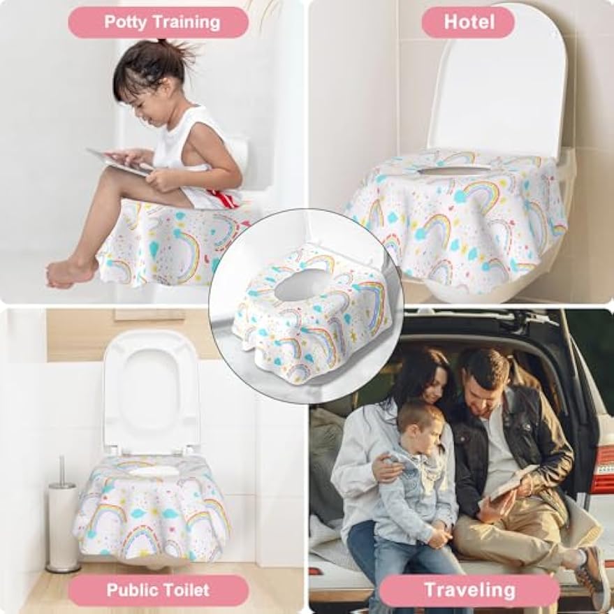 20 Pack Disposable Toilet Seat Covers for Travel, Individually Wrapped | Waterproof & Large Size for Toddlers & Adults, Fits on Most Seats for Public Restrooms, Airplane, Trip, Kids Potty Training