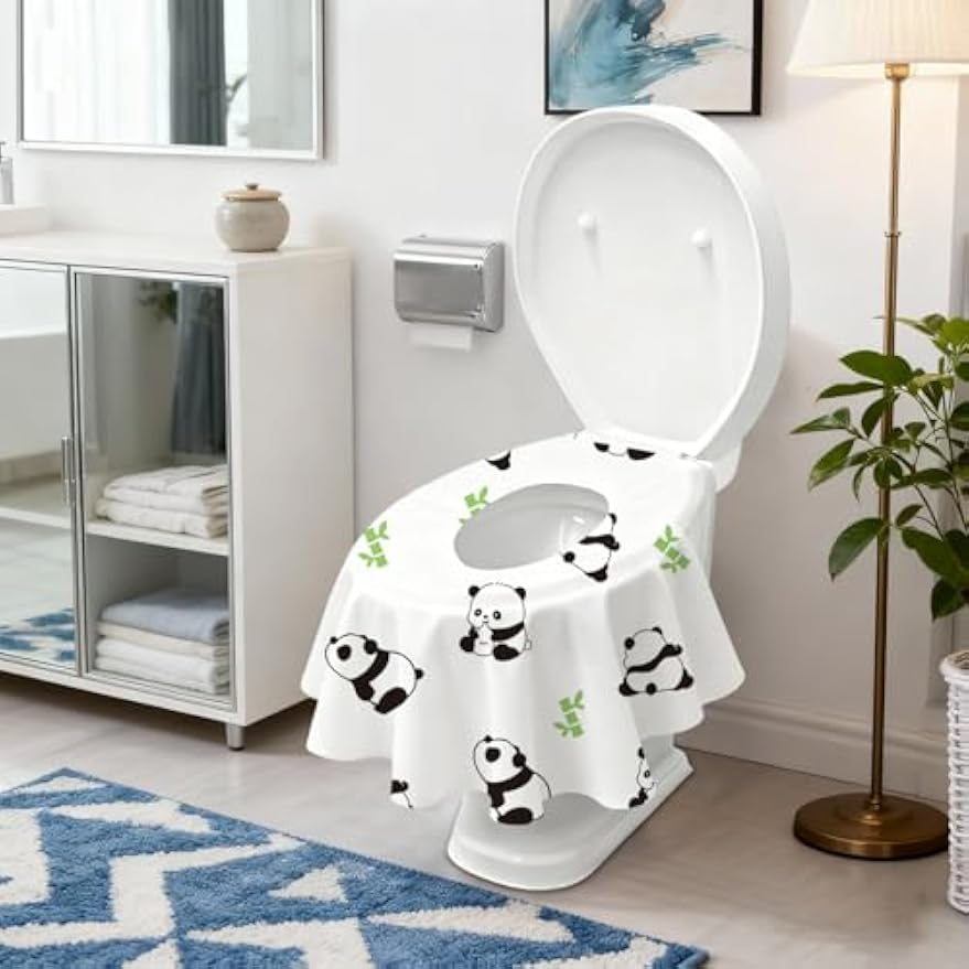 20 Pack Toilet Seat Covers Disposable, Waterproof, Ideal for Kids and Adults, Extra Large, Individually Wrapped, Toddlers Potty Training in Public Restrooms, Airplane, Trip - Panda Designs