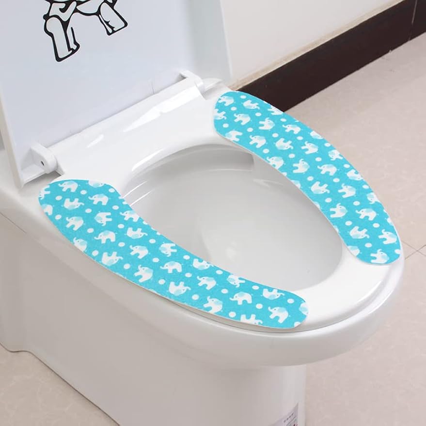 4 Pair Sticky Toilet Seat Lid Cover Pads Washable Toilet Warmer Mat Proector Liner for Bathroom Toilet Seat Cover Pads