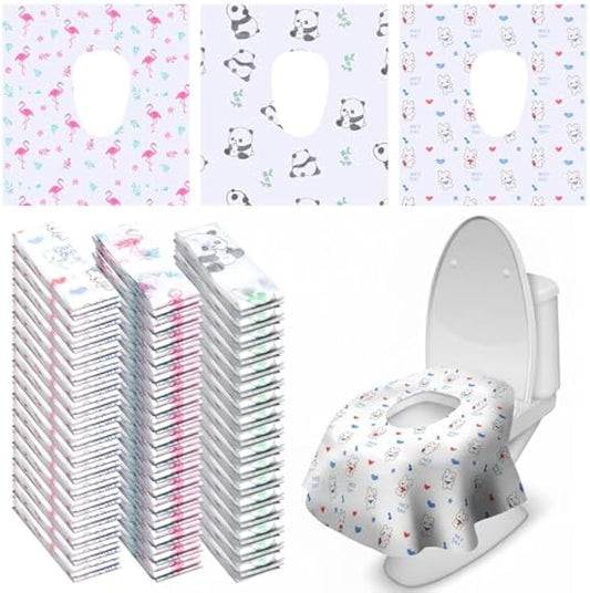 Dunzoom 100 Pack Disposable Toilet Seat Covers Waterproof for Campers & Adults, Individually Wrapped for Public Restroom, Travel, Airplane, Trip, Camping & Hiking