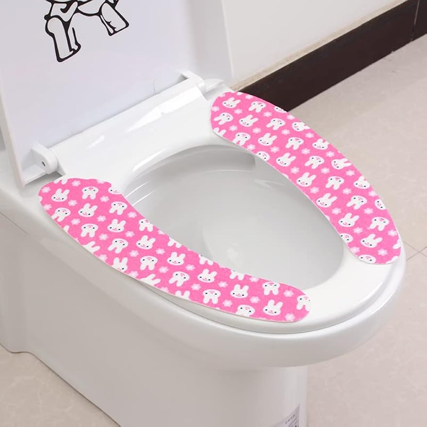 4 Pair Sticky Toilet Seat Lid Cover Pads Washable Toilet Warmer Mat Proector Liner for Bathroom Toilet Seat Cover Pads