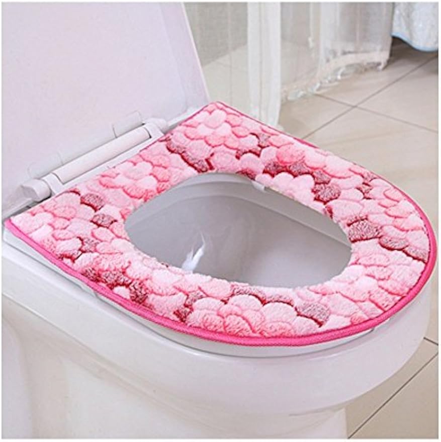 Vanki Winter Warm Toilet Seat Cover Red Flower1pcs