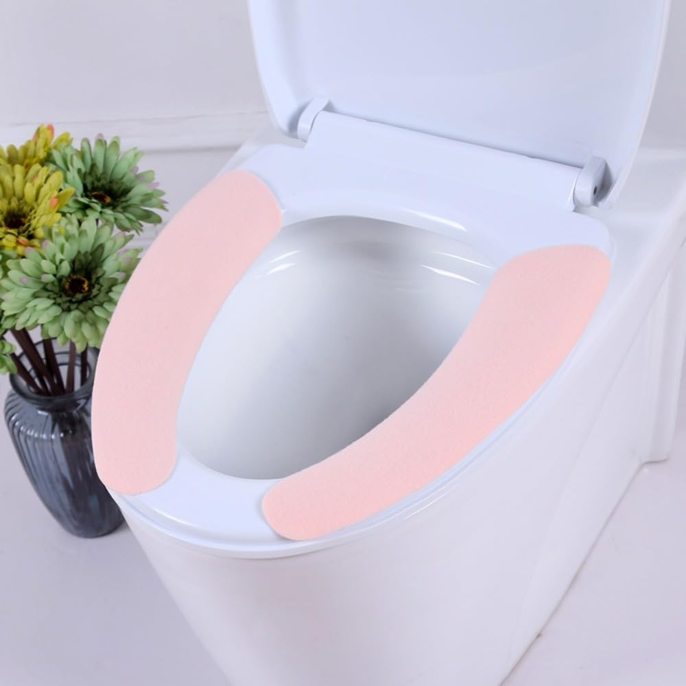 HomeSoGood 8 Set Bathroom Warmer Toilet Seat Cover Pads Washable and Reusable Cushion Toilet Seat Cushion Pad for Winter Bathroom Toilet(8 Pairs)