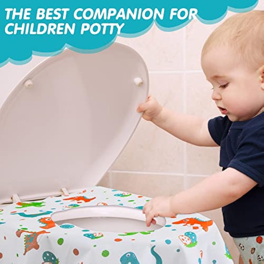 50 Packs Extra Large Disposable Toilet Seat Covers for Kids Adult, Dinosaur | Individually Wrapped, Portable, Non Slip Waterproof, Potty Seat Covers for Toddlers, Potty Training, Travel