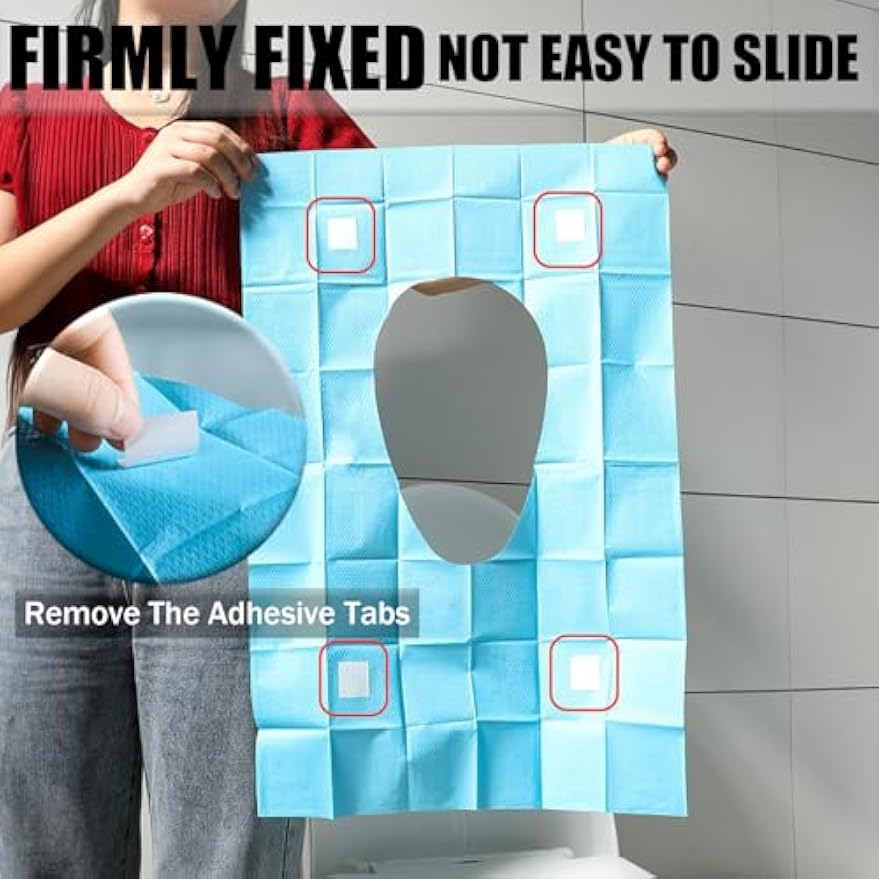 Rgqphantom 50 Pack Toilet Seat Covers Disposable 16x24 Inch XL (50, Blue) | Portable Toilet Liners Travel Seat Cover for Outdoors,Hotel, Hospital, Travel, Public Toilet Seat Cover