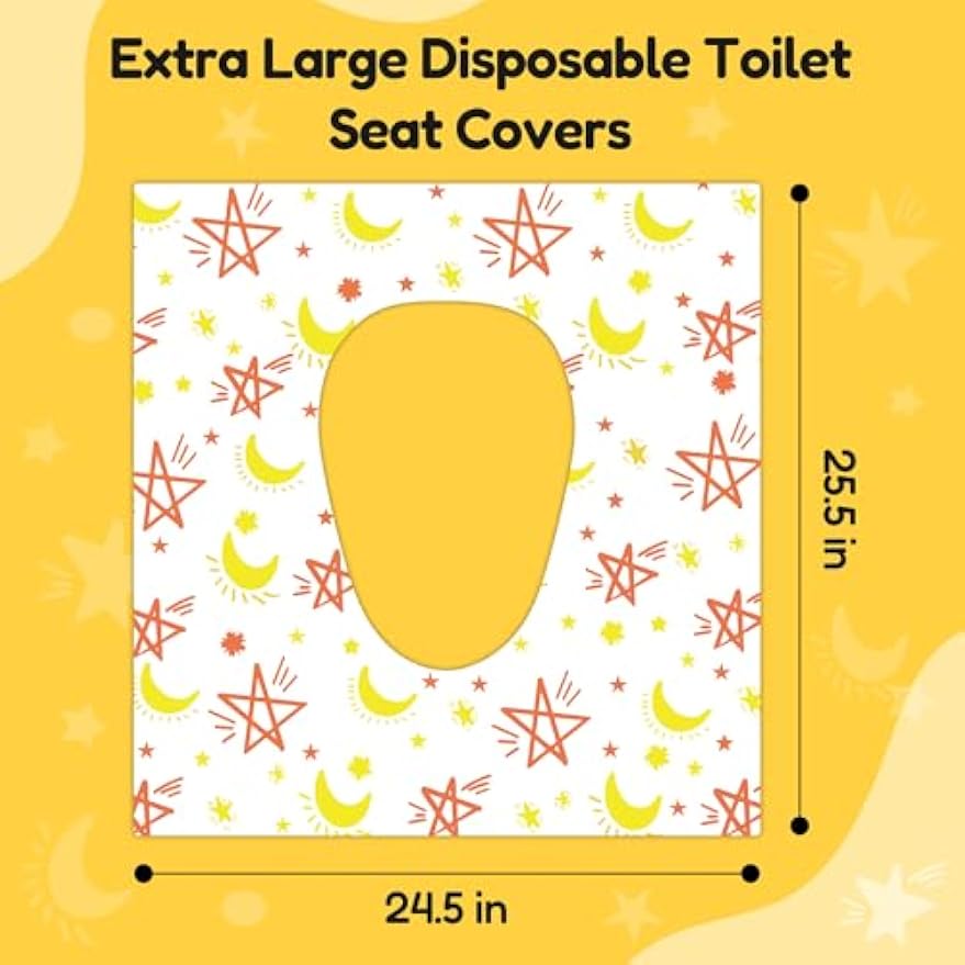 20 Pack Toilet Seat Covers for Kids Travel, Disposable | Extra Large, Waterproof, Individually Wrapped, Portable Travel Pack for Toddlers Potty Training, Public Restroom, Airplane