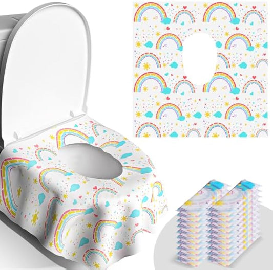 20 Pack Disposable Toilet Seat Covers for Travel, Individually Wrapped | Waterproof & Large Size for Toddlers & Adults, Fits on Most Seats for Public Restrooms, Airplane, Trip, Kids Potty Training