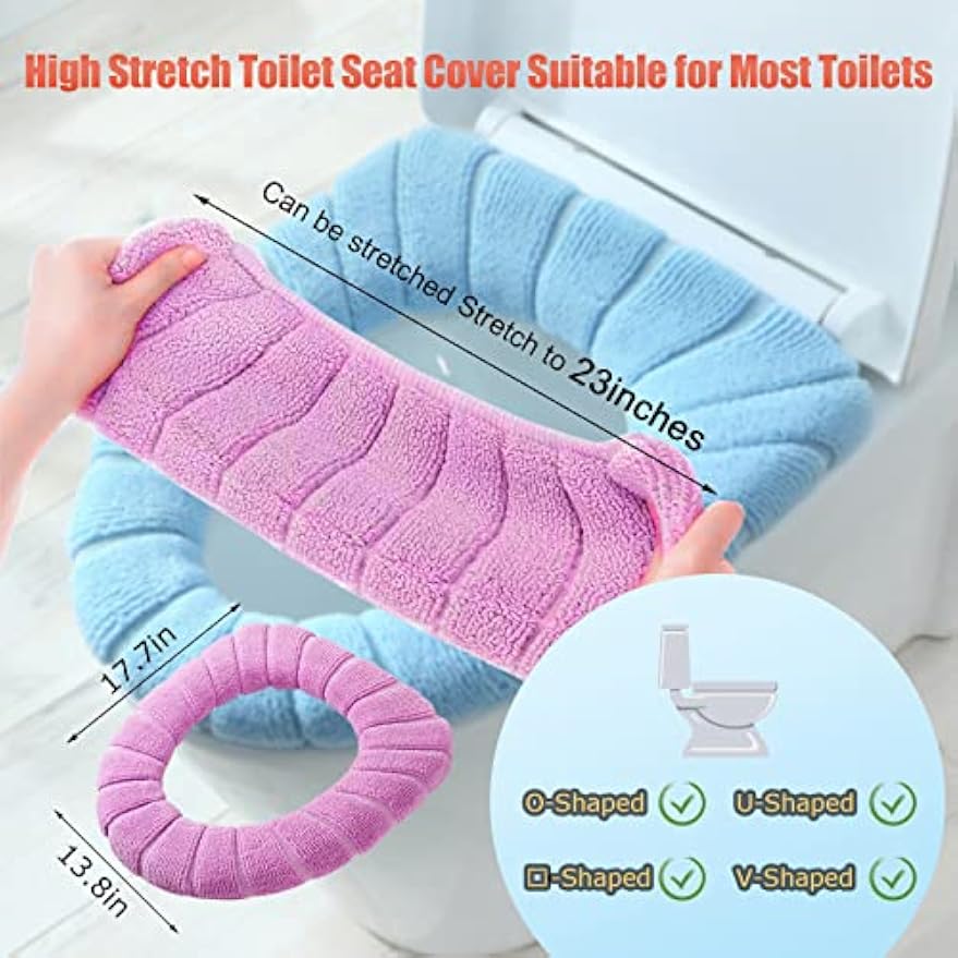 Legigo 5 Pack Toilet Seat Cover, Soft Toilet Seat Warmer Pads for Bathroom | Warmth, Comfort & Easy to Install, Toilet Seat Cushion Covers, Washable and Stretchable (Pumpkin Modelling)