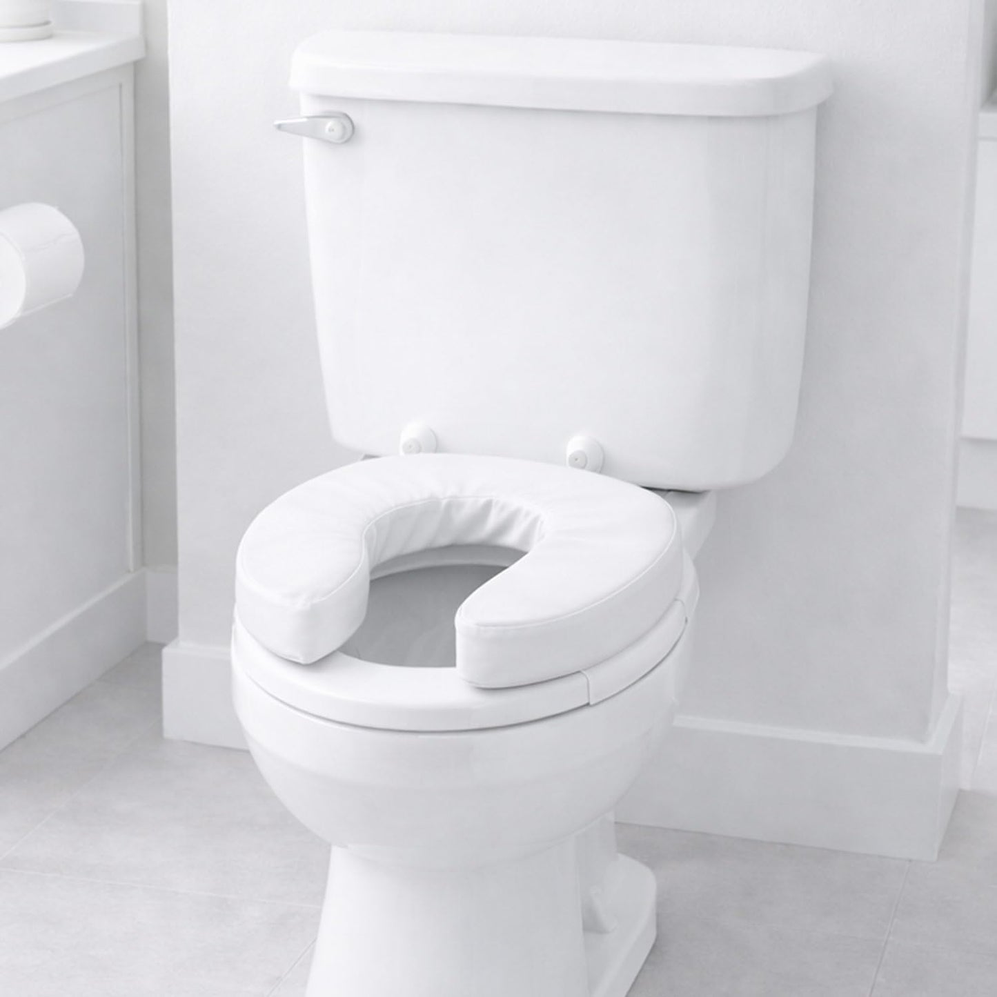 DMI Raised Toilet Seat Toilet, Toilet Seat Riser, Seat Cushion and Toilet Seat Cover to Add Extra Padding to the Toilet Seat while Relieving Pressure, 2 Inch Pad, White