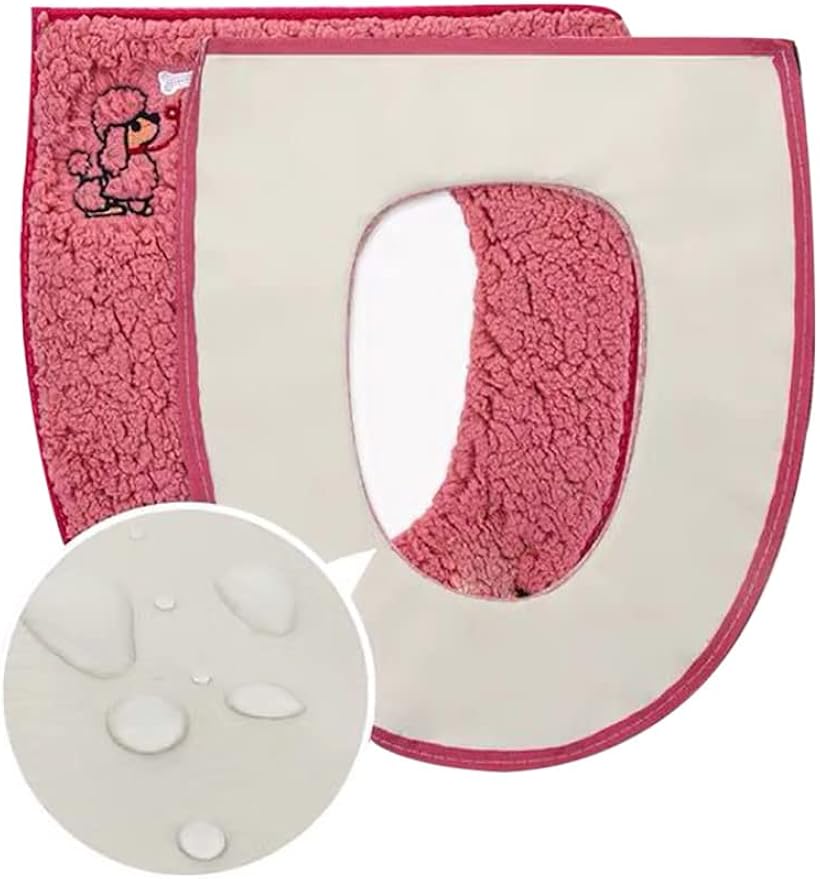 Warm Plush Washable Thicken Toilet Seat Cover Pads Mat with Handle and Zipper (Gray)
