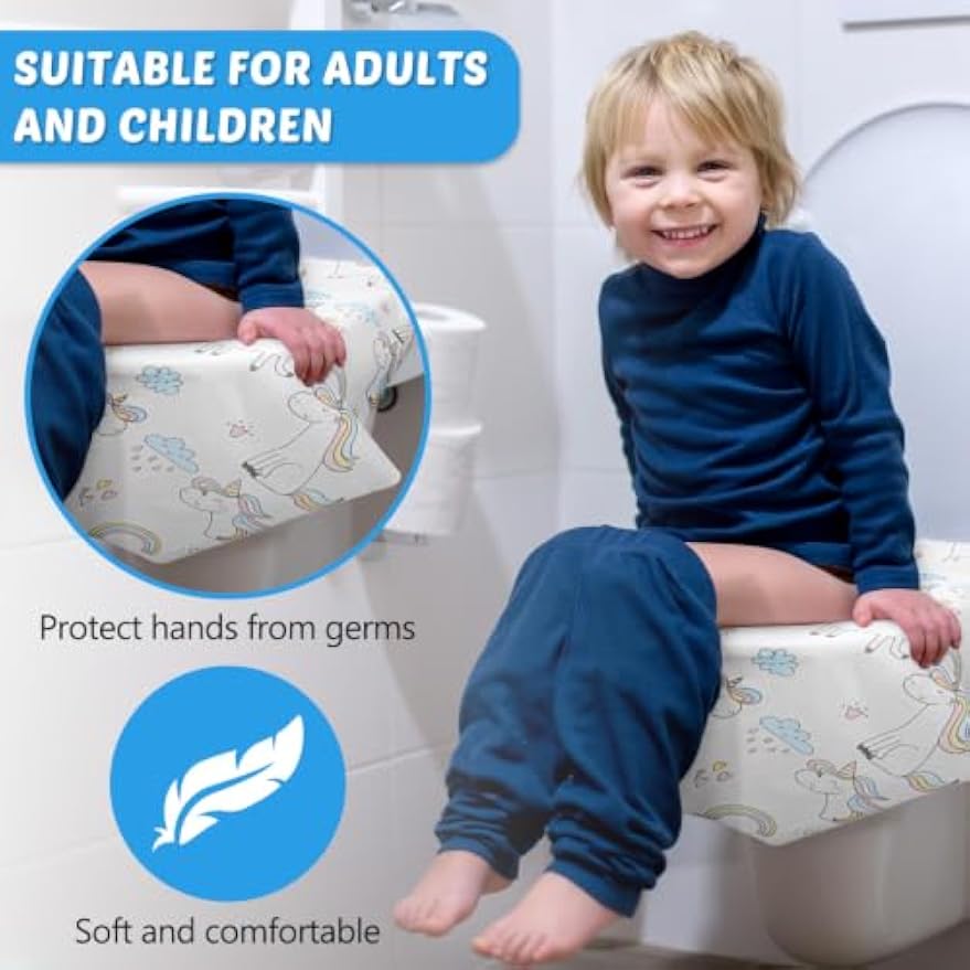 100 Pcs Toilet Seat Covers Disposable for Kids Toddler Extra Large Paper Potty Seat Cover Individually Wrapped Portable Toilet Training Liners for Travel Toilet Seat Covers Public Restrooms (Unicorn)
