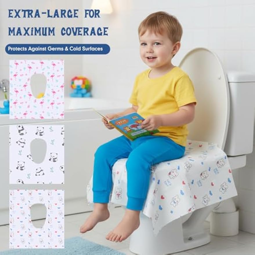 Dunzoom 100 Pack Disposable Toilet Seat Covers Waterproof for Campers & Adults, Individually Wrapped for Public Restroom, Travel, Airplane, Trip, Camping & Hiking